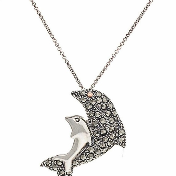 Garnet & Marcasite Addison Lane Dolphin Pendant - Picture 7 of 7